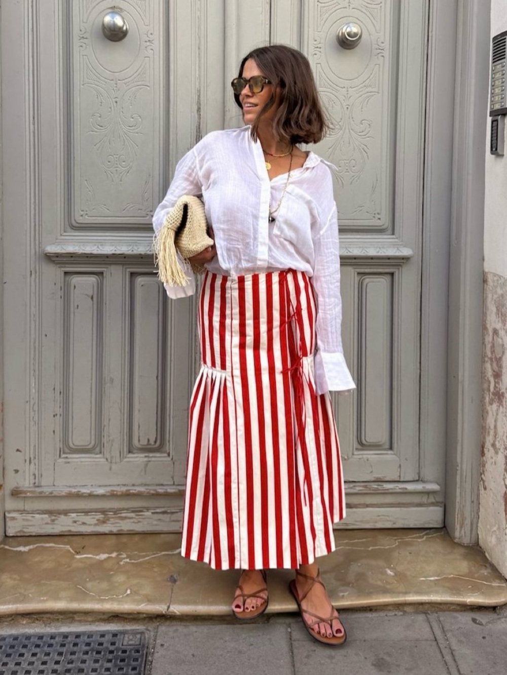 Jeckerson Red Stripped Midi/Maxi Skirt ✨🍒